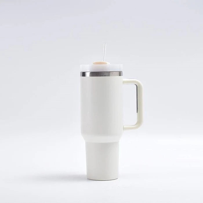 Insulated Tumbler With Handle Straw 40oz Stainless Steel Vacuum Cup Thermal Mug For Ice Coffee Travel Car Cup (random